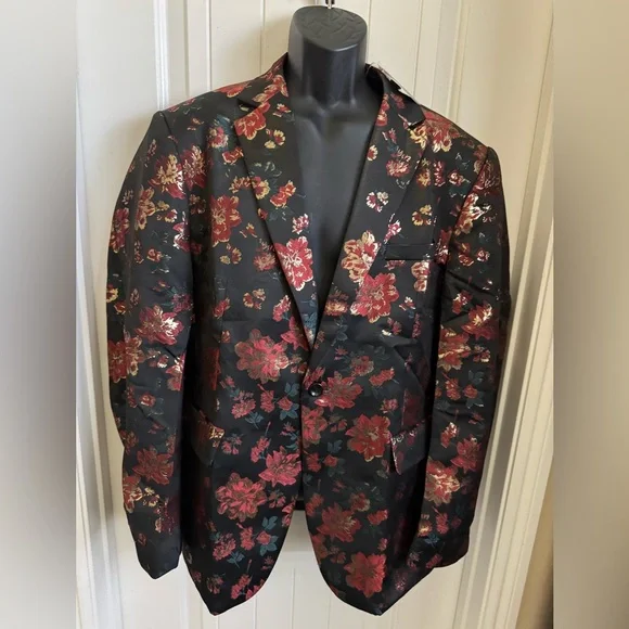 NWT COOFANDY Mens Floral Tuxedo Jackets Slim Fit Suit Blazer Jacket - Picture 4 of 10
